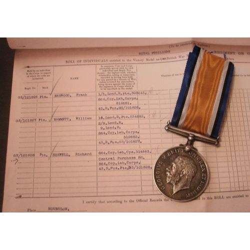 WW1 Medal Richard Horwell 43rd Royal Fusiliers