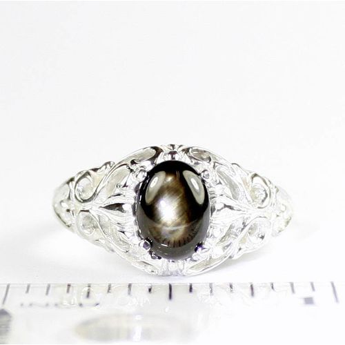 Black Star Sapphire, 925 Sterling Silver Ring, SR113
