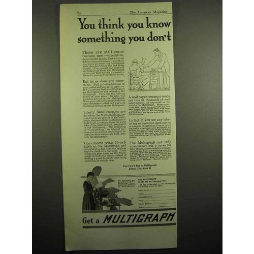 1918 Multigraph Ad - You Think You Know Something
