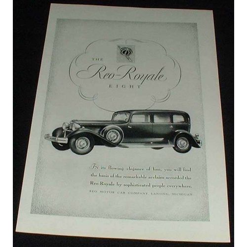 1930 Reo-Royale Eight Car Ad, NICE!!!