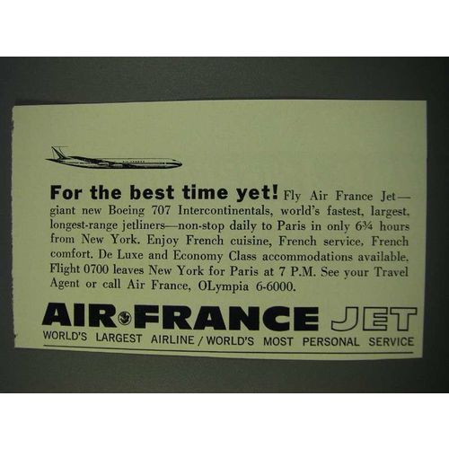 1960 Air France Ad - For the Best Time Yet