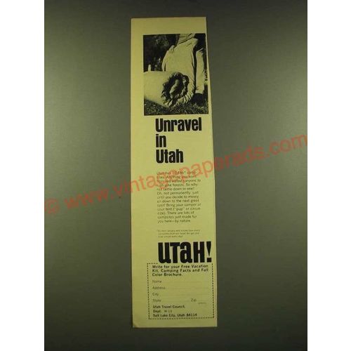 1973 Utah Travel Council Ad - Unravel in Utah