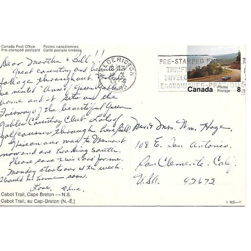 Canada #VC 58 Set 1-NS-1 Postal Card USED Cabot Trail, Cape Breton-N.S.