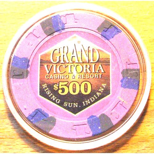 GRAND VICTORIA $500. CASINO CHIP - RISING SUN, INDIANA