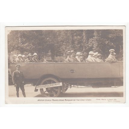 Motor Coach Tours from Torquay by the Grey Cars Postcard Charabanc