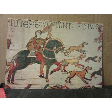 HAROLD RIDES TO BOSHAM unused postcard. BAYEUX, THE QUEEN MATILDA TAPESTRY =