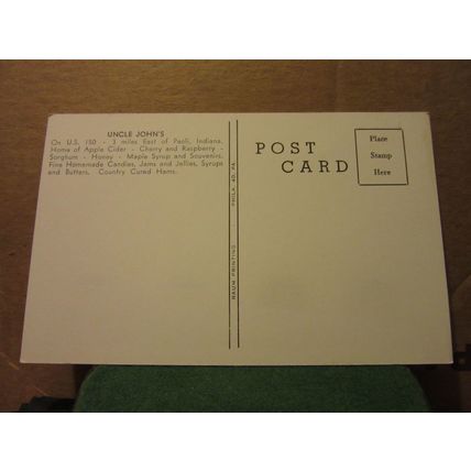 UNCLE JOHN'S, nr. PAOLI, INDIANA state, USA. unused postcard apple cider /
