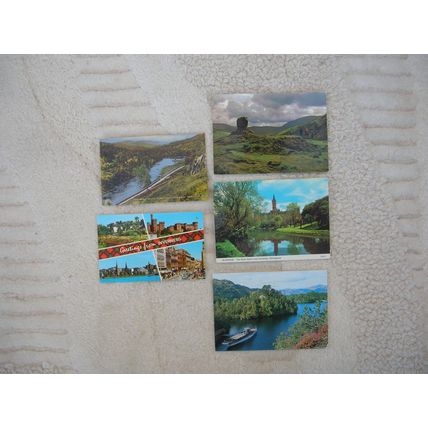 5 old Scottish (Scotland) Postcards – Glen Affric, Galloway, Loch Katrine etc.