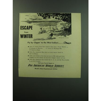 1949 Pan American World Airways Ad - Escape from Winter Fly Montego Bay, Jamaica
