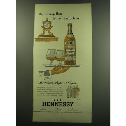 1949 Hennessy Cognac Ad - The Hennessy Hour is the friendly hour