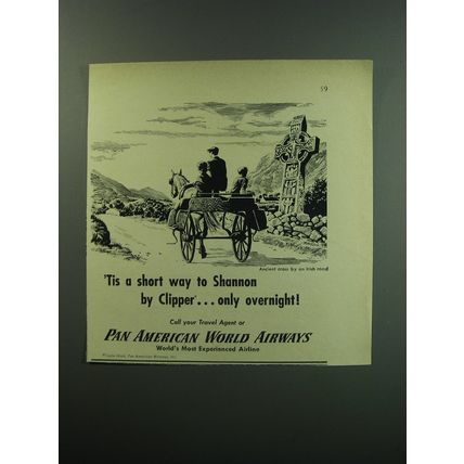 1949 Pan American World Airways Ad - Tis a short way to Shannon by Clipper