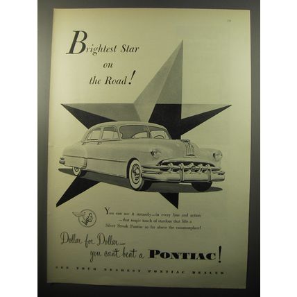 1950 Pontiac Silver Streak Car Ad - Brightest Star on the Road!