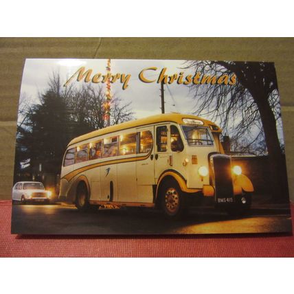 MERRY CHRISTMAS SCOTTISH BLUEBIRD COACH IN BIRMINGHAM new condition + envelop =