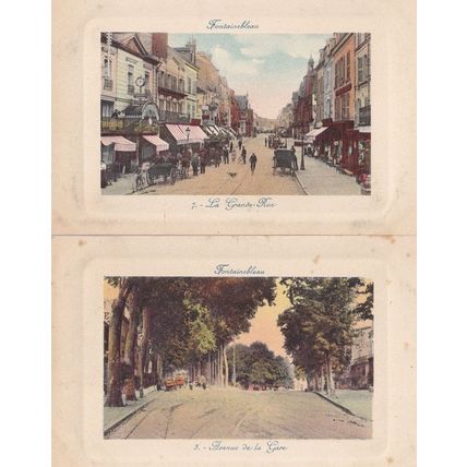 Fontainebleu Avenue De La Gare Grande Rue 2x French Antique Postcard s