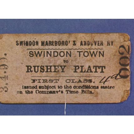 Swindon Rushey Victorian 1899 Train Railway Ticket Postcard
