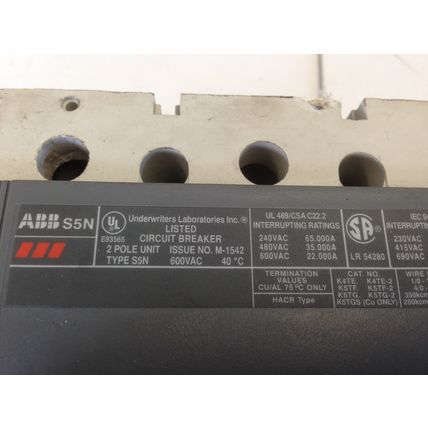ABB AC00353370 SACES5 CIRCUIT BREAKER, 2-POLE, 600VAC, 400A S5N SACE PR211,FE