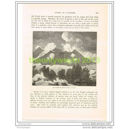 THE CRATER OF MOUNT HEKLA, ICELAND, Book Illustration c1890