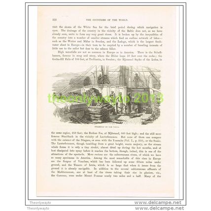 STEAMBOAT ON THE VOLGA, RUSSIA, Book Illustration c1890