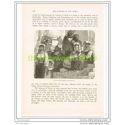 TYPES OF ROMANTIC RACES, ITALY, Book Illustration c1890