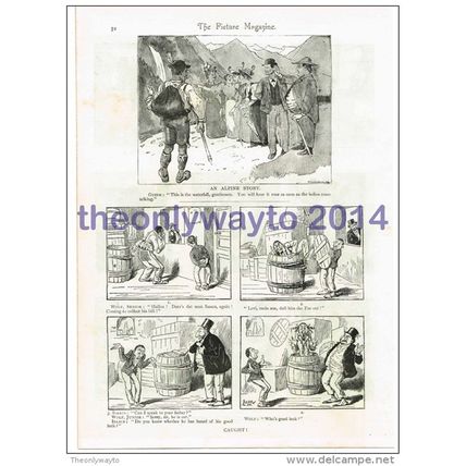 Alpine Story & Caught, Comic Sketch, Book Illustration, c1895