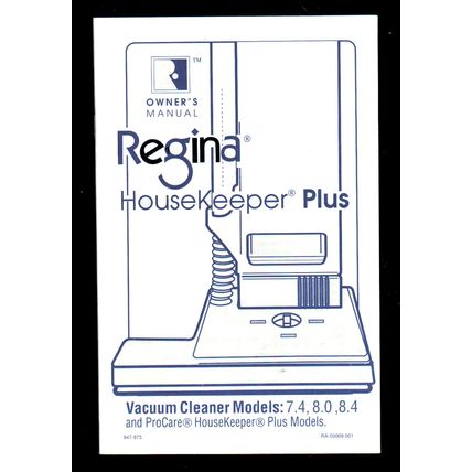 USER MANUAL: 1990 Regina Housekeeper Plus Vacuum Cleaner