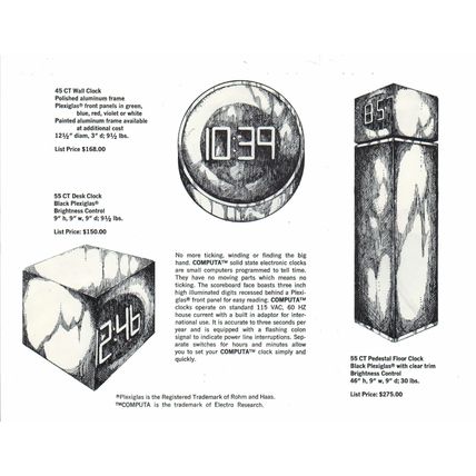 SALES FLYER: 1966 Electro Research - 1st LED Clocks