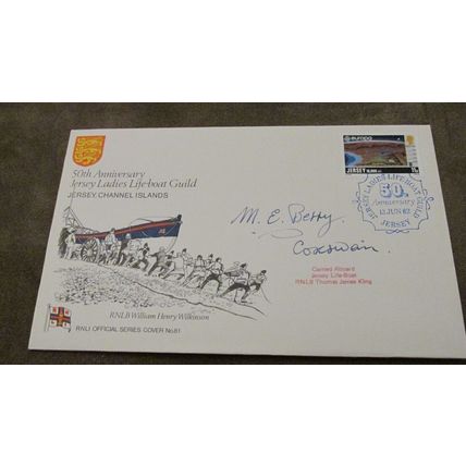 Cox Signed 1982 Cover - RNLI Jersey Ladies Lifeboat Guild - Channel Islands