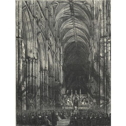 PASSION-MUSIC SERVICE AT WESTMINSTER ABBEY 1872 VICTORIAN ENGRAVING