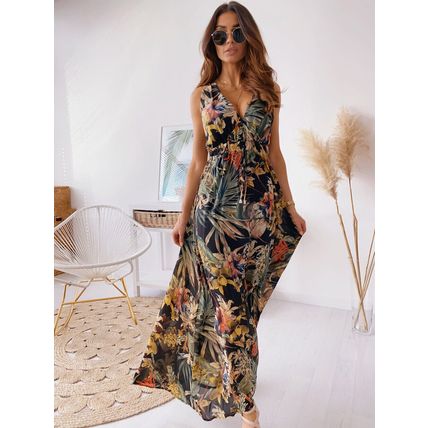 Dress Ladies Party V Neck Sundress Women Flowers Dresses Sleeveless