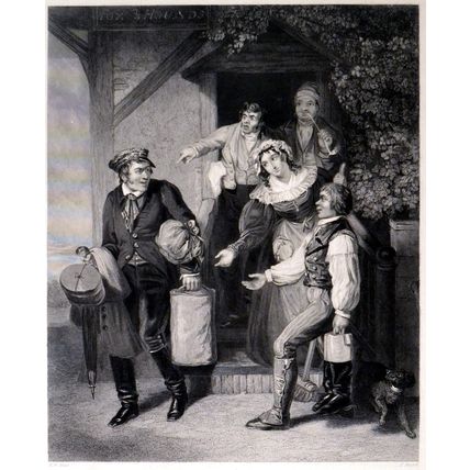 STINGY TRAVELLER 1845 Robert William Buss - Joseph Brown ANTIQUE ENGRAVING