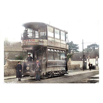 ptc6508 - Yorks - Early Bentley New Village Tram No.14 & Staff - print 6x4