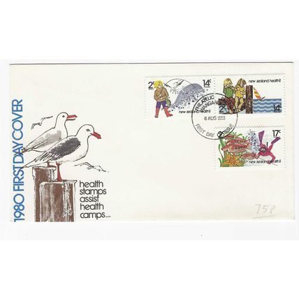 NEW ZEALAND 1980 HEALTH STAMPS FISHING SET OF 3 FIRST DAY COVER WANGANUI CDS