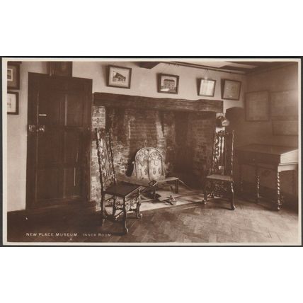 Inner Room, New Place Museum, Stratford-upon-Avon, c.1930 - Walter Scott RPPC