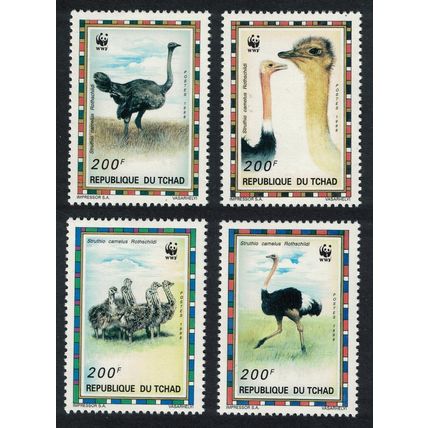 Chad WWF Birds North African Ostrich 4v 1996 MNH MI#1370-1373 Sc#693 a-d