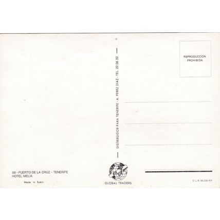 Puerto de la Cruz Hotel Melia Spain Postcard unused pinhole
