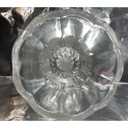 Vintage Clear Diamond Point Crystal Vase 5” Tall Footed Glass Bud Scalloped Top