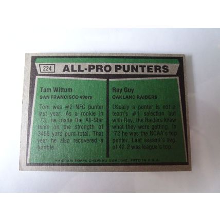 1975 Topps Football Card # 224 1974 All-Pro Punters Very Good-Excellent (4)