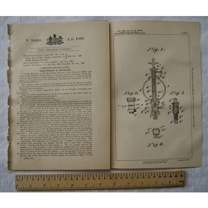 1890 Patent No. 16,610 improvements oil-feeders, Casper Mueller, Boston, USA
