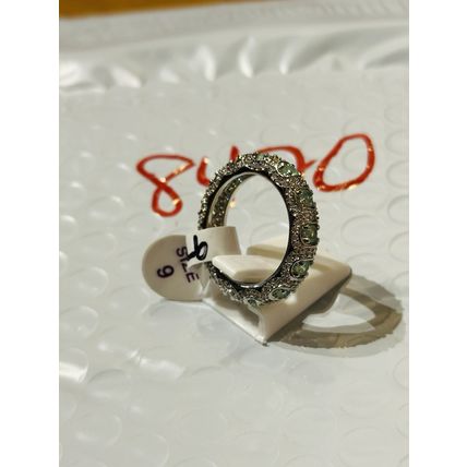 NWT Ring Bomb Party Sz9 RBP Full Wrap Mint Green Rhodium P Band Costume Jewelry