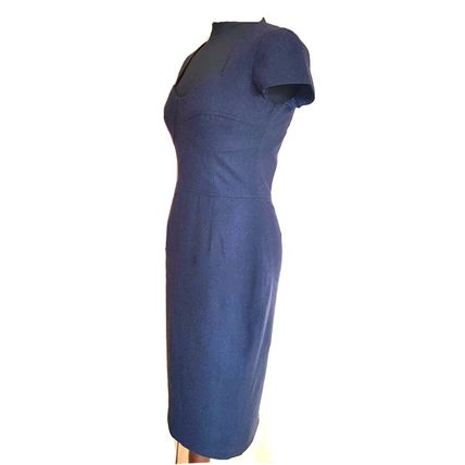 Sticky Fingers Fitted Blue Navy Wool Dress 10 UK