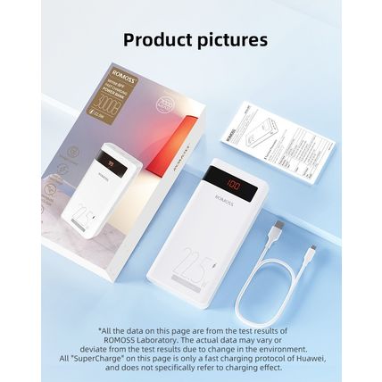 ROMOSS 30000mAh Power Bank 22.5W Super Fast Charge USB-C LED Sense8PF