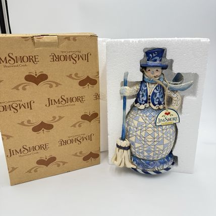 Rare JIM SHORE Blue Snowman"SWEEP AWAY THE WINTER BLUES" #4019787 Figurine 2010