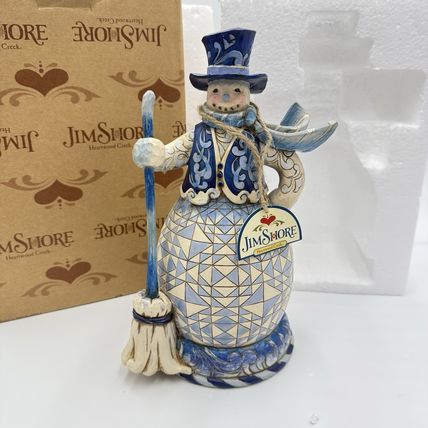 Rare JIM SHORE Blue Snowman"SWEEP AWAY THE WINTER BLUES" #4019787 Figurine 2010