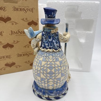 Rare JIM SHORE Blue Snowman"SWEEP AWAY THE WINTER BLUES" #4019787 Figurine 2010