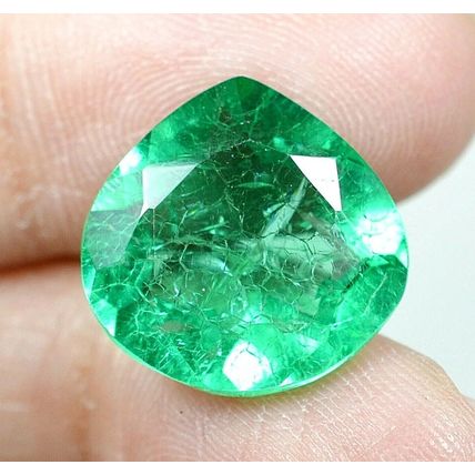 9.65 Ct Natural Colombian Green Emerald Pear Loose Gemstone