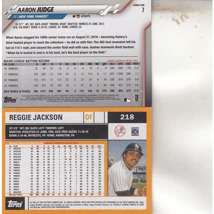 REGGIE JACKSON & AARON JUDGE AUTOGRAPH 2020 NEW YORK YANKEES HOF WORLD CHAMPIONS