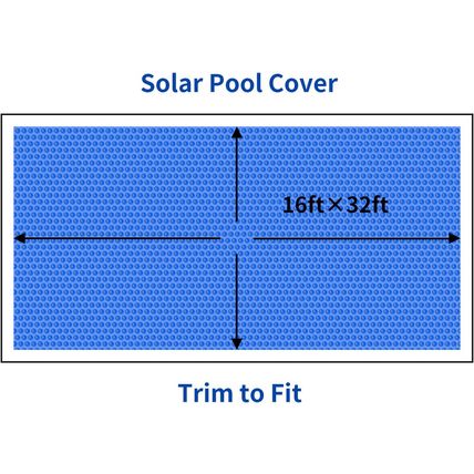Bigxwell Solar Pool Cover, Blue 16-Mil 16 X 32 Foot Rectangle for In-Ground Pool