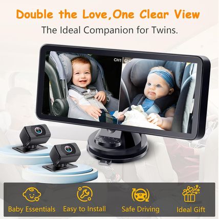 2-Kids Baby Car Camera for Seat: 6.9 Inch Ultrawide Display with Two Cameras Rea