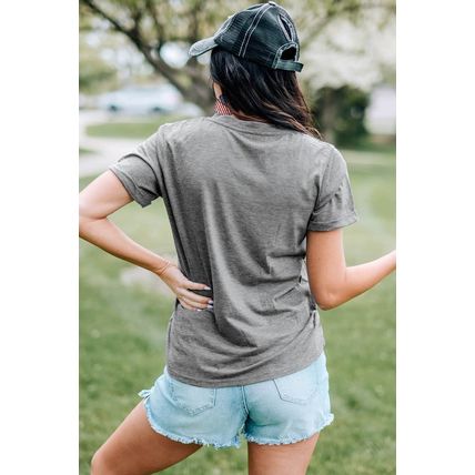 Gray Easter Eggs Print Crew Neck T Shirt
