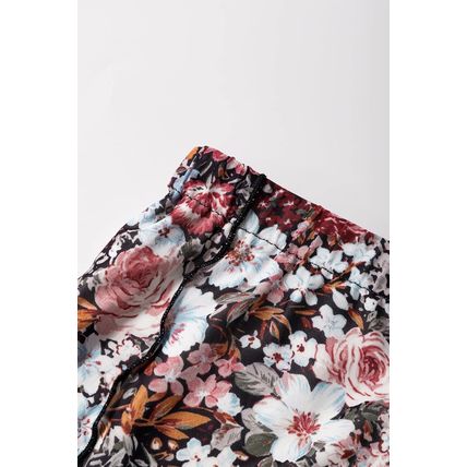 Brown Floral Print High Waist Maxi Skirt